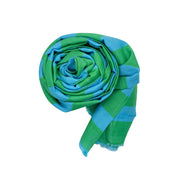 Donna Scarf in Green Blue Cabana Stripe