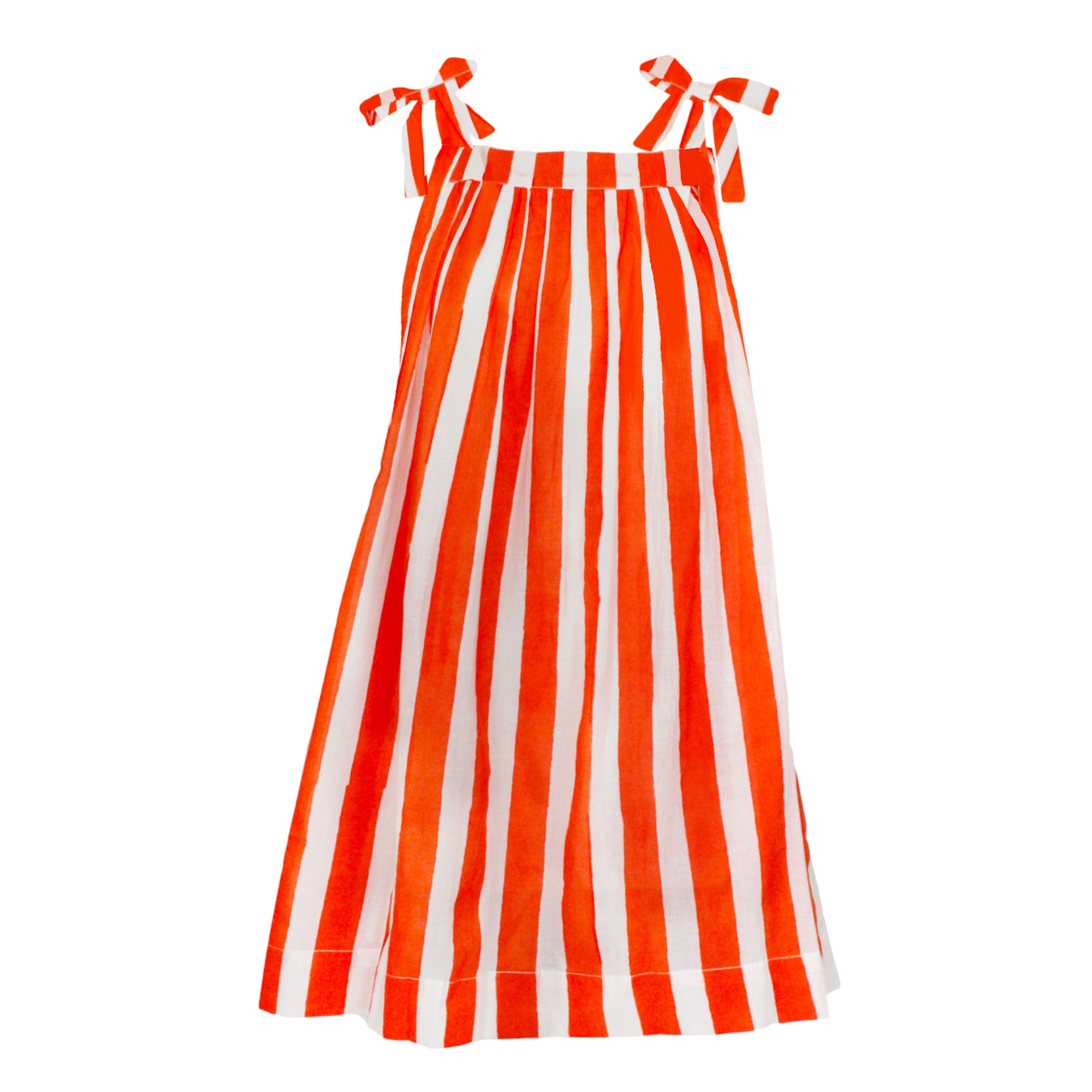 Mimi Shoulder Tie Sun Dress in Tangerine Cabana Stripe – KateAustinDesigns