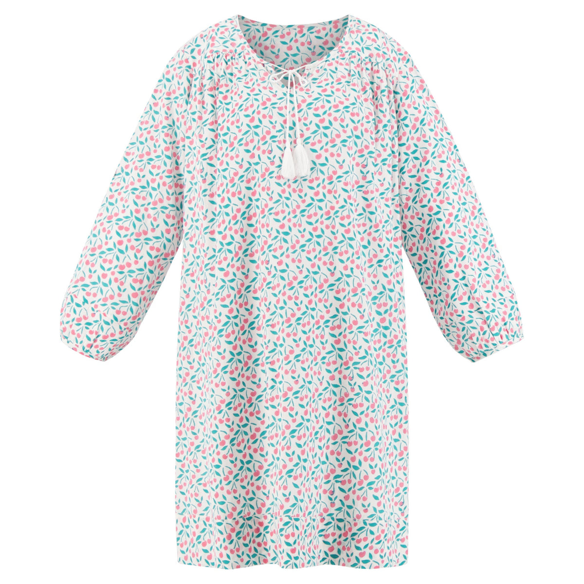 Joni Dress in Aqua Cherries – KateAustinDesigns